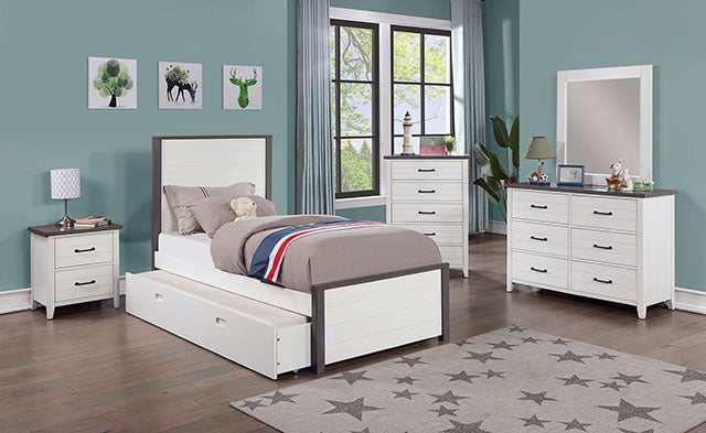 Priam White/Gray Twin Bed