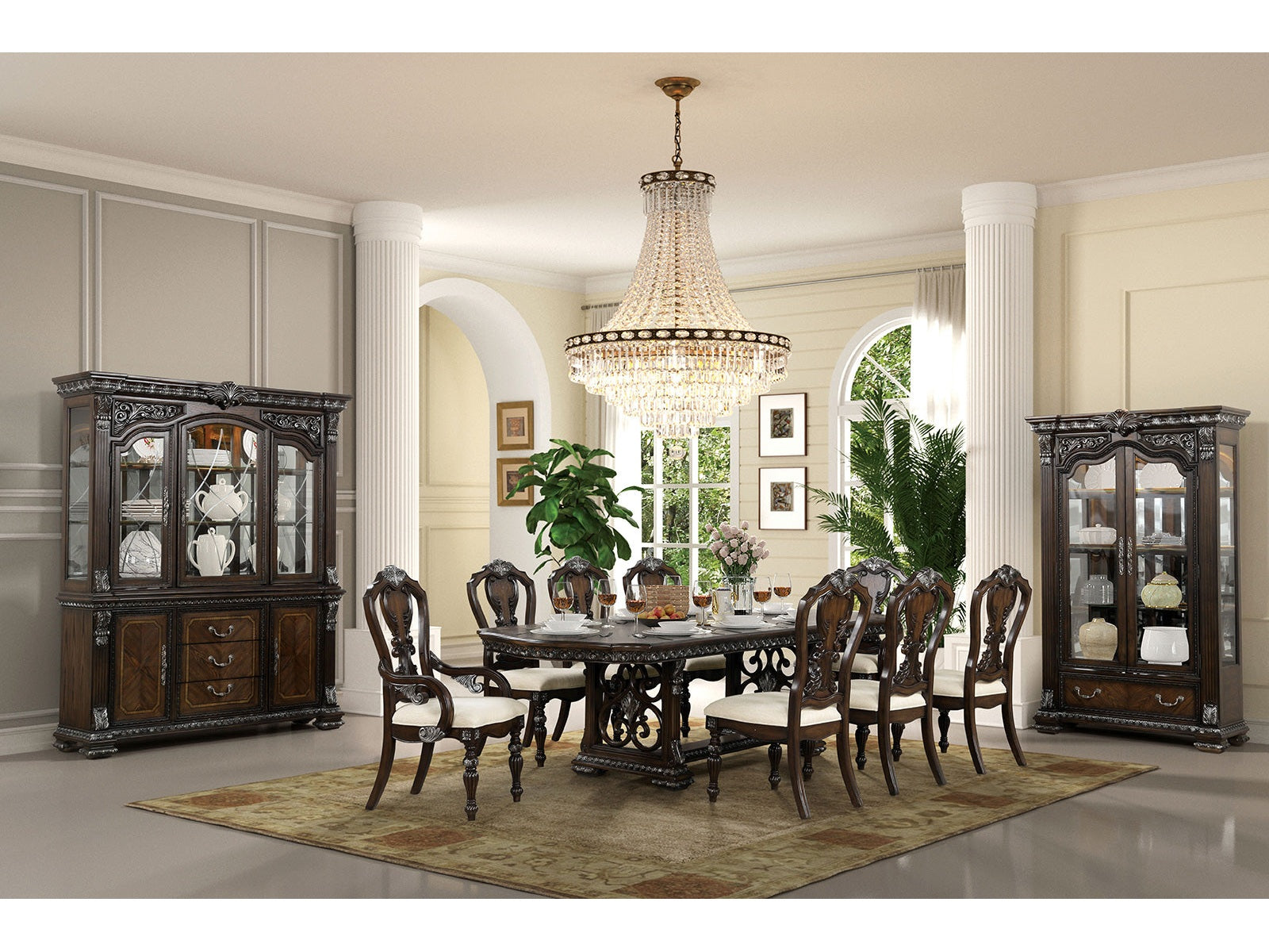 Promenade Dark Brown 9 Piece Dining Set