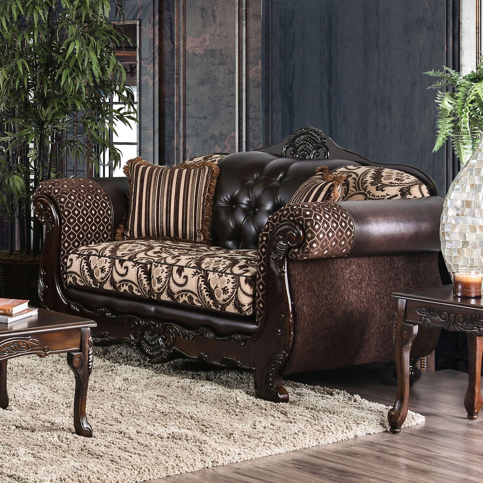 Quirino Light Brown/Dark Brown Sofa & Loveseat