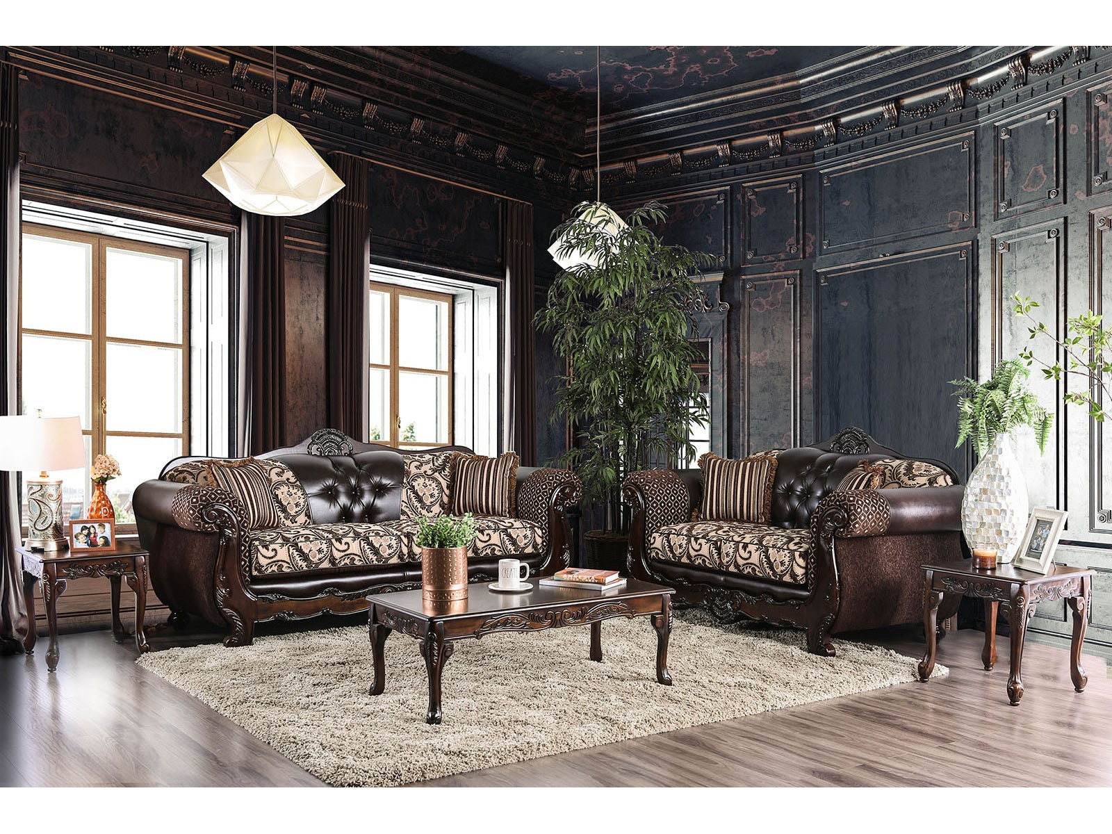 Quirino Light Brown/Dark Brown Sofa & Loveseat