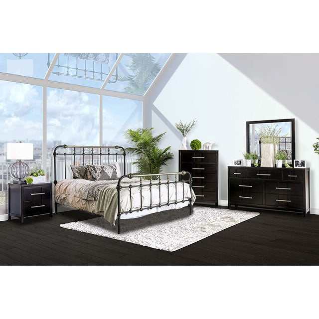 Riana Antique Black Metal Eastern King Bed
