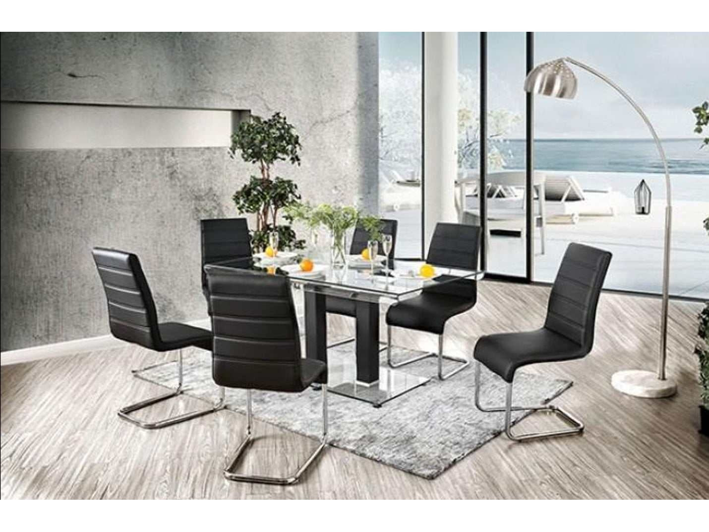 Richfield Black & Chrome 7pc Dining Room Set