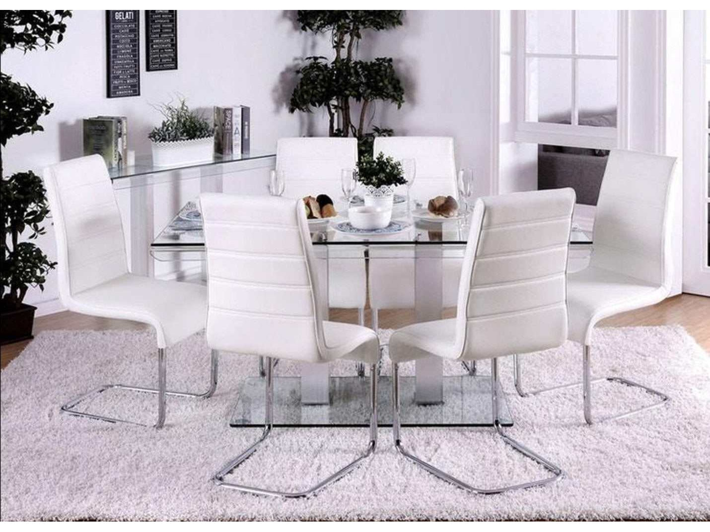 Richfield White & Chrome 7pc Dining Room Set