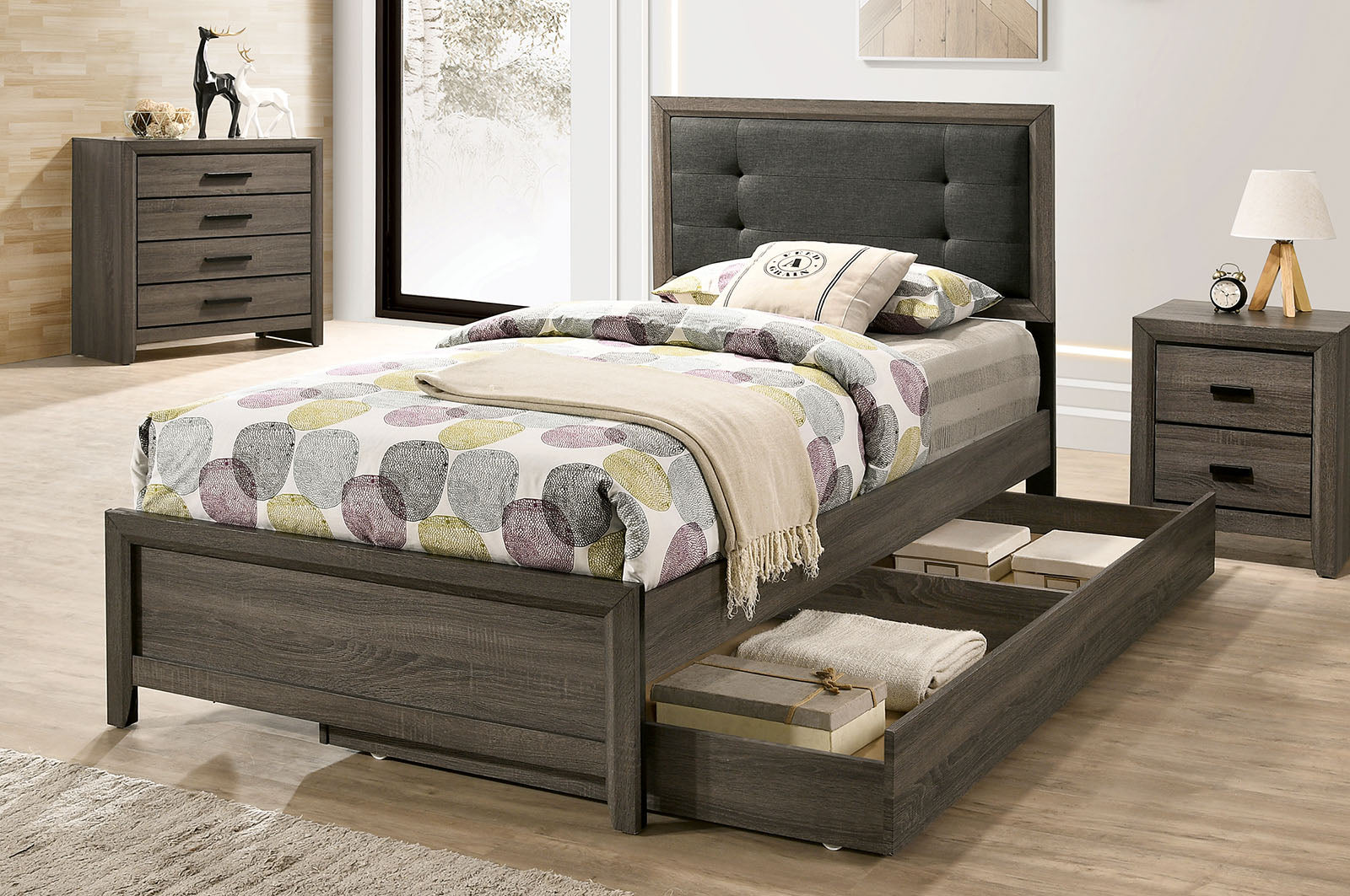 Roanne Gray/Charcoal 4 Pc. Twin Bedroom Set