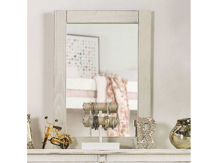 Rockwall Wire-Brushed White Mirror