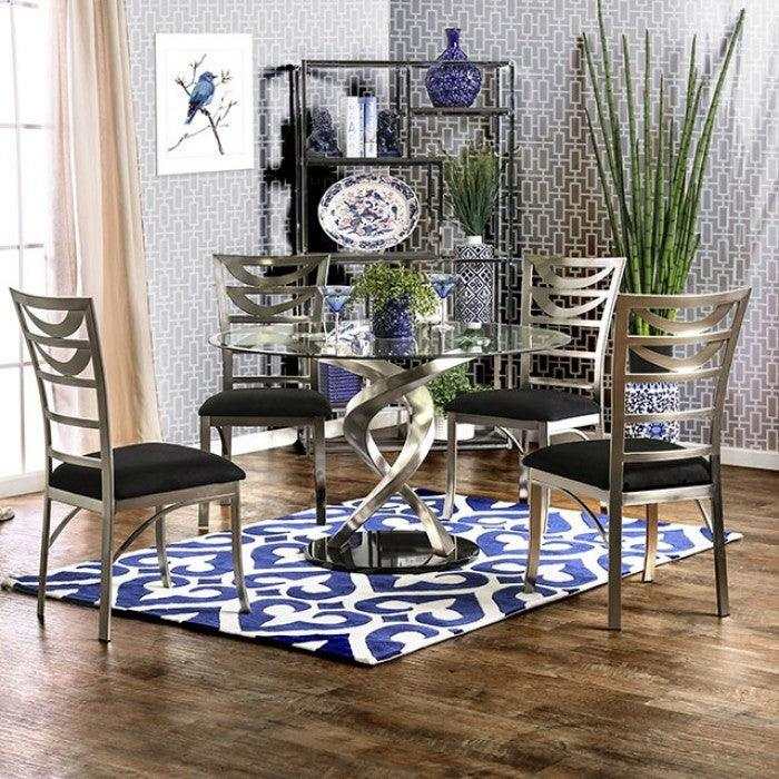 Roxo Silver & Black 5pc Dining Set