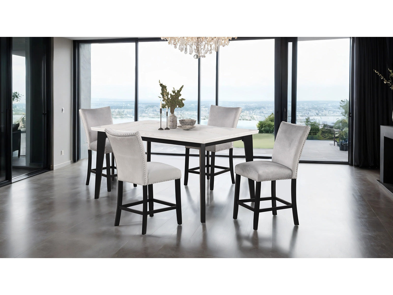 Sabro Black/White Rectangular Counter Height Set
