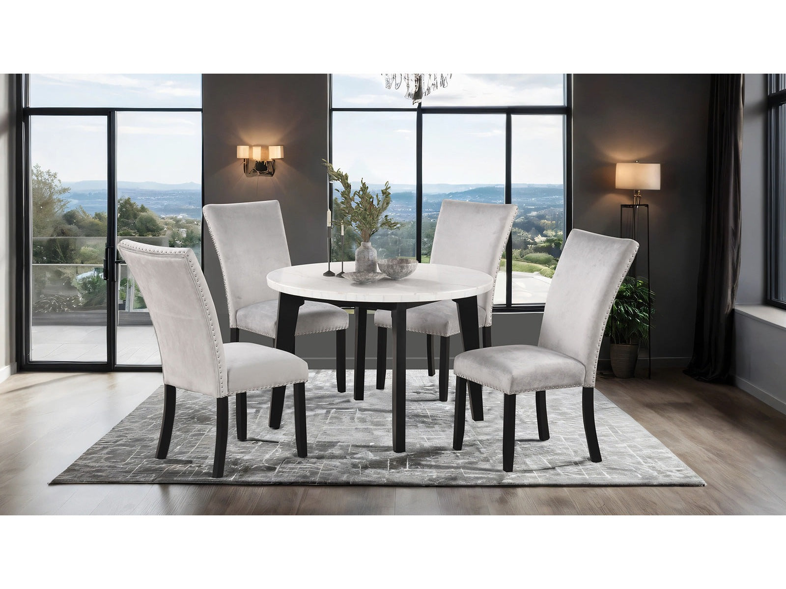 Sabro Black/White Round Dining Table