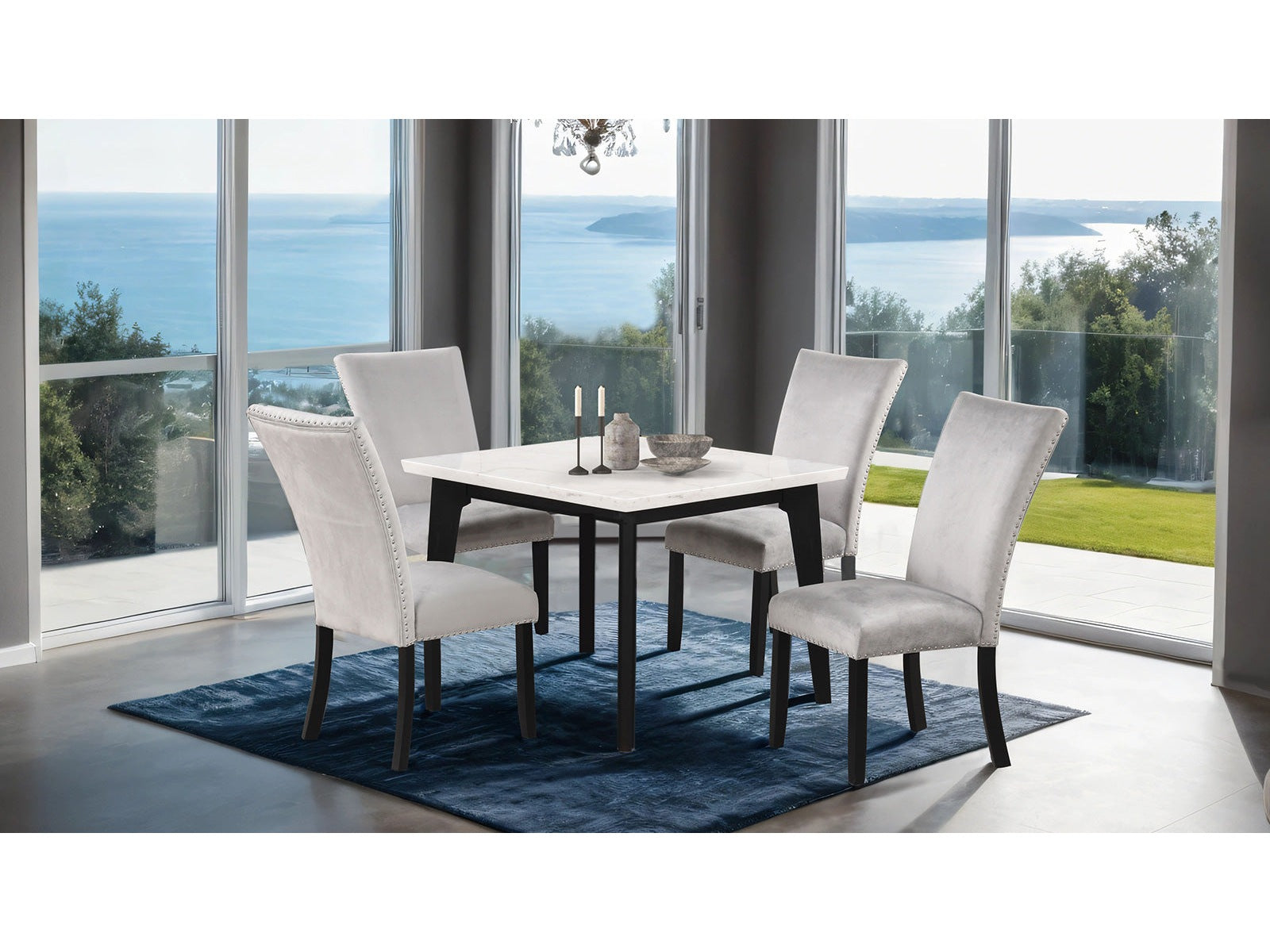 Sabro Black/White Square 5 Piece Dining Set