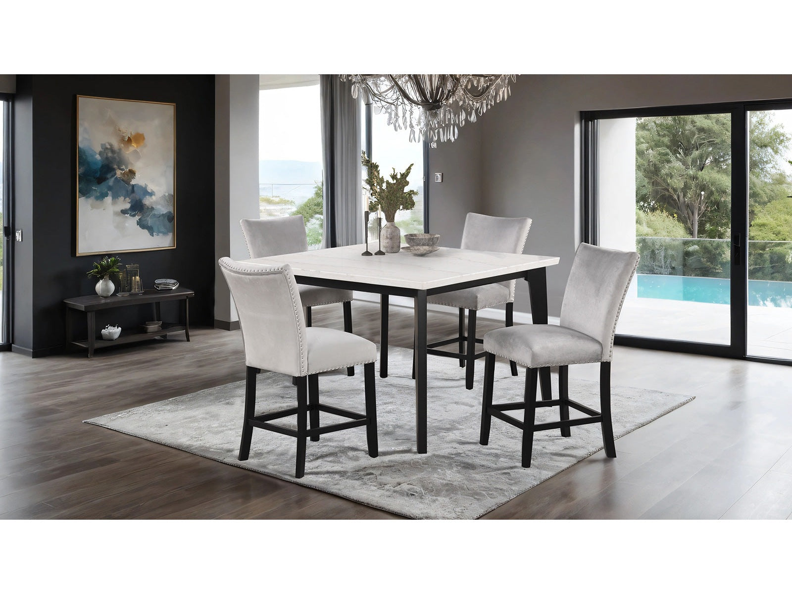 Sabro Black/White Square Counter Height Set
