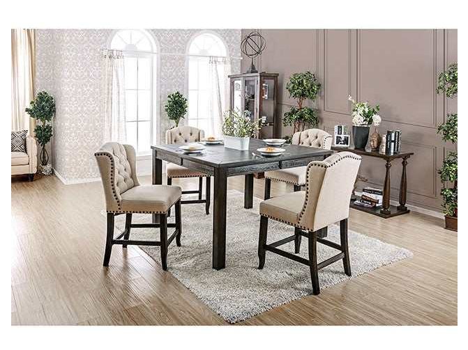 Sania Antique Black 54" Square Counter Height Table