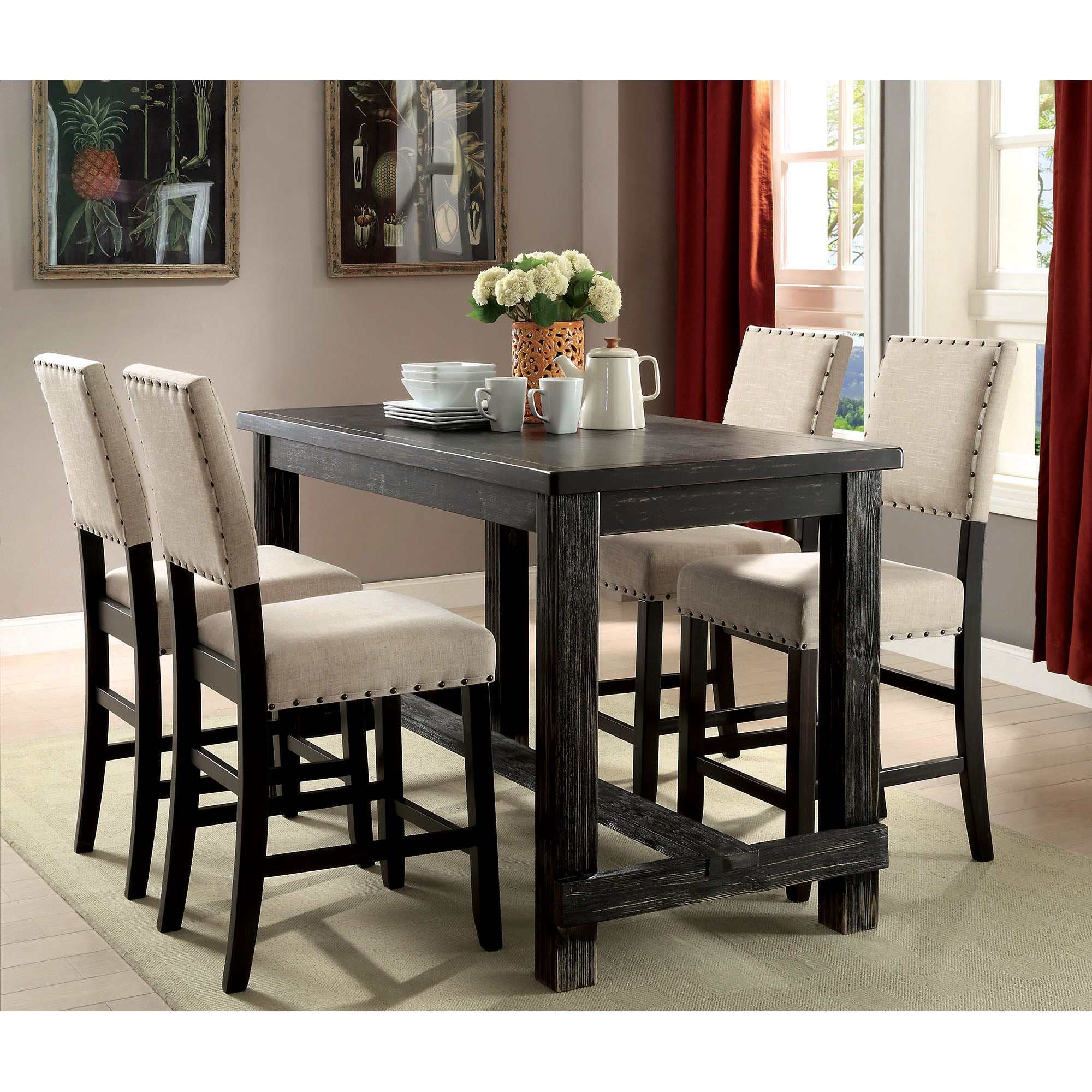 Sania Antique Black Counter Height Table