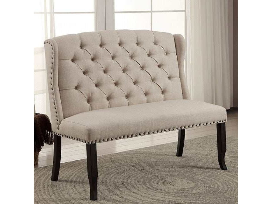 Sania III Antique Black & Beige 2 Seater Dining Bench