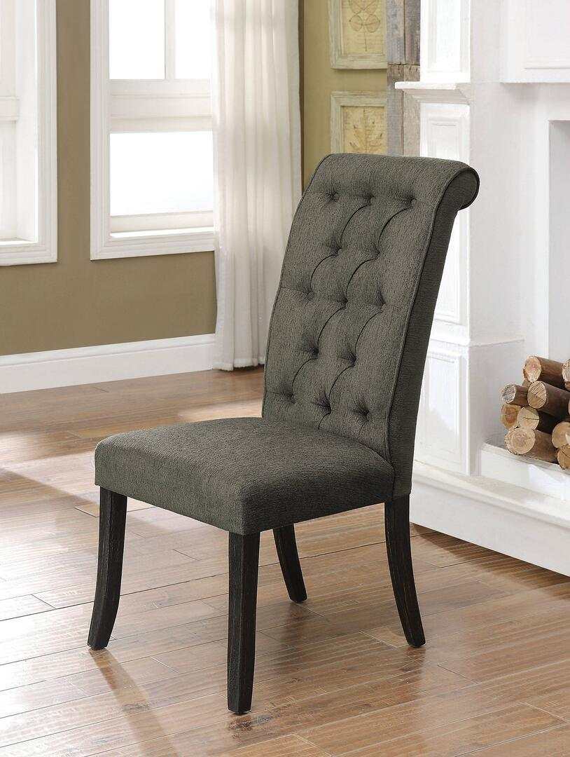 Sania III Antique Black & Gray Side Chair (Set of 2)