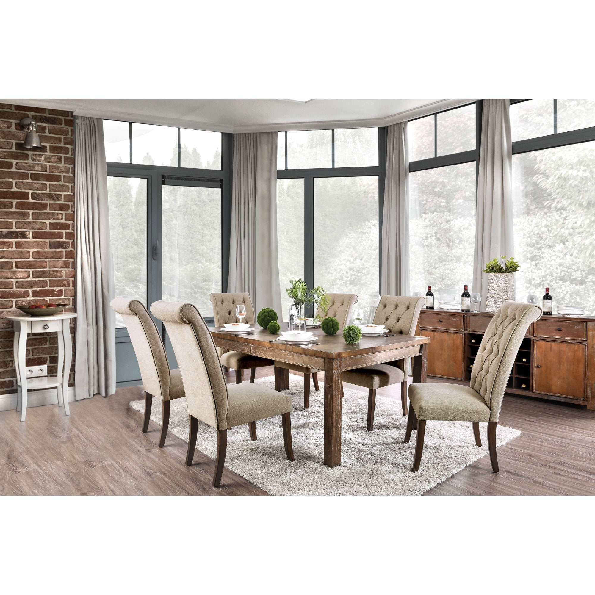 Sania Rustic Oak & Beige Dining Chair (Set of 2)