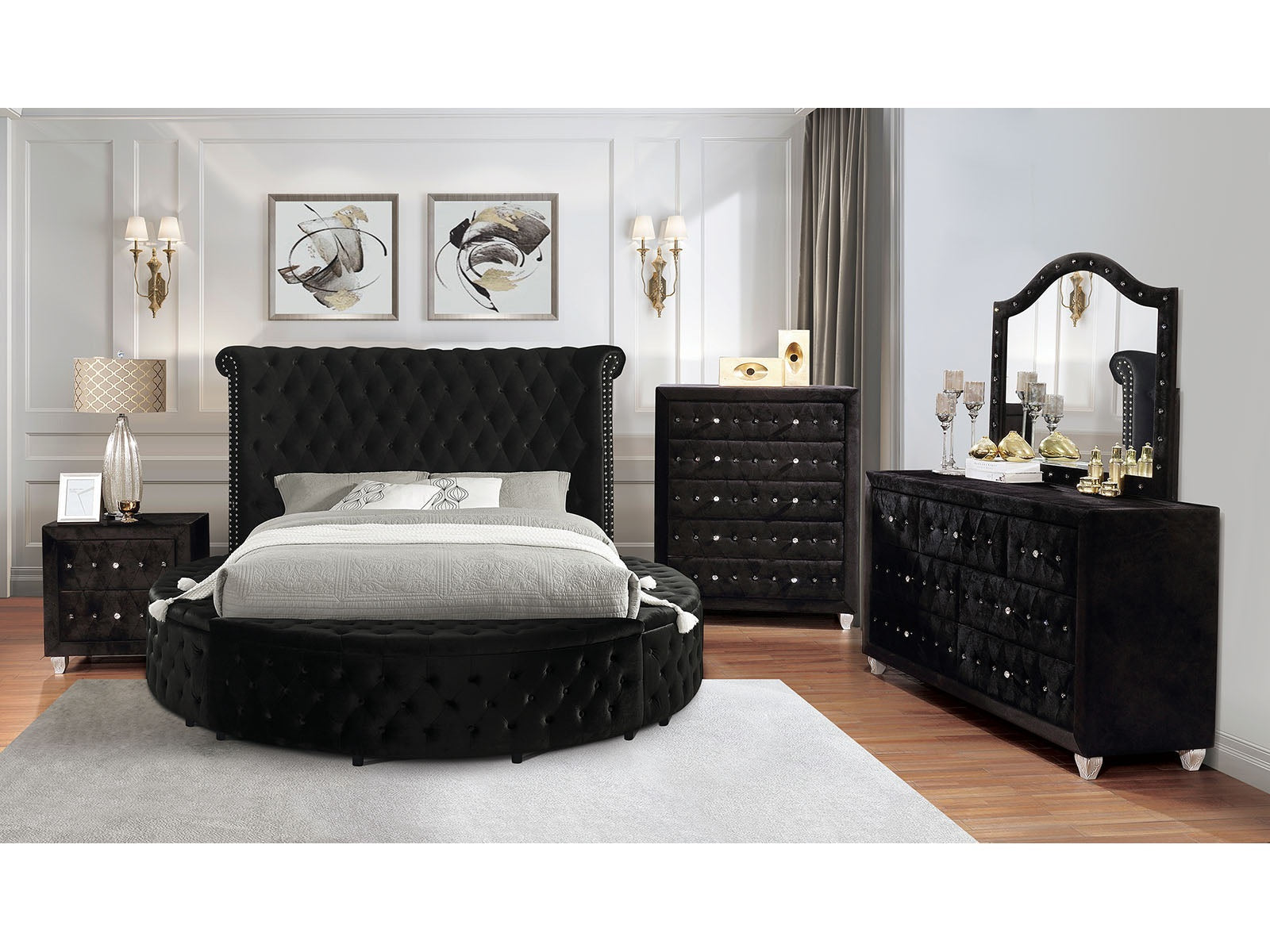 Sansom Black 5 Pc. Queen Bedroom Set w/ 2NS
