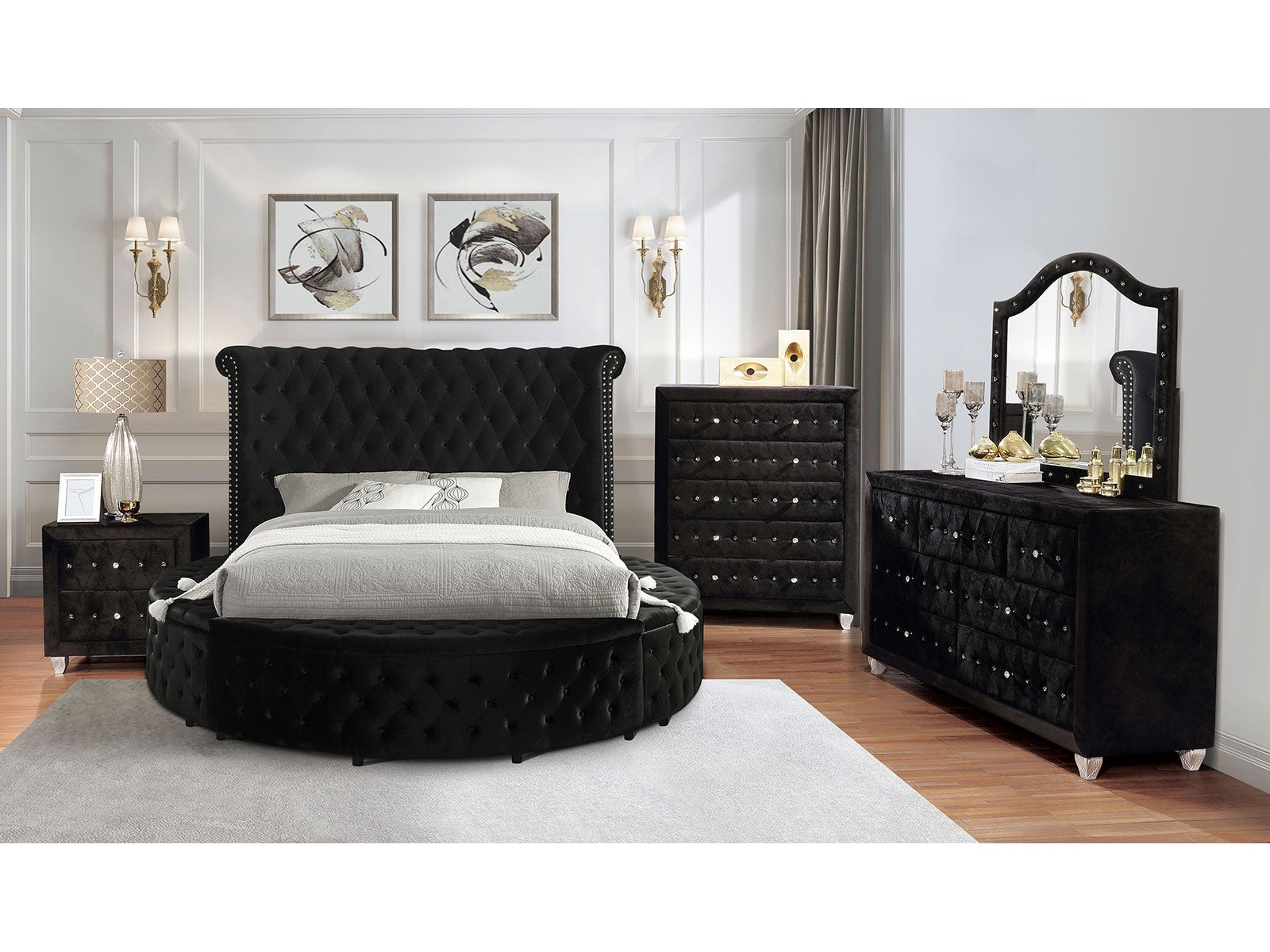Sansom Black 5 Pc. Queen Bedroom Set w/ Chest