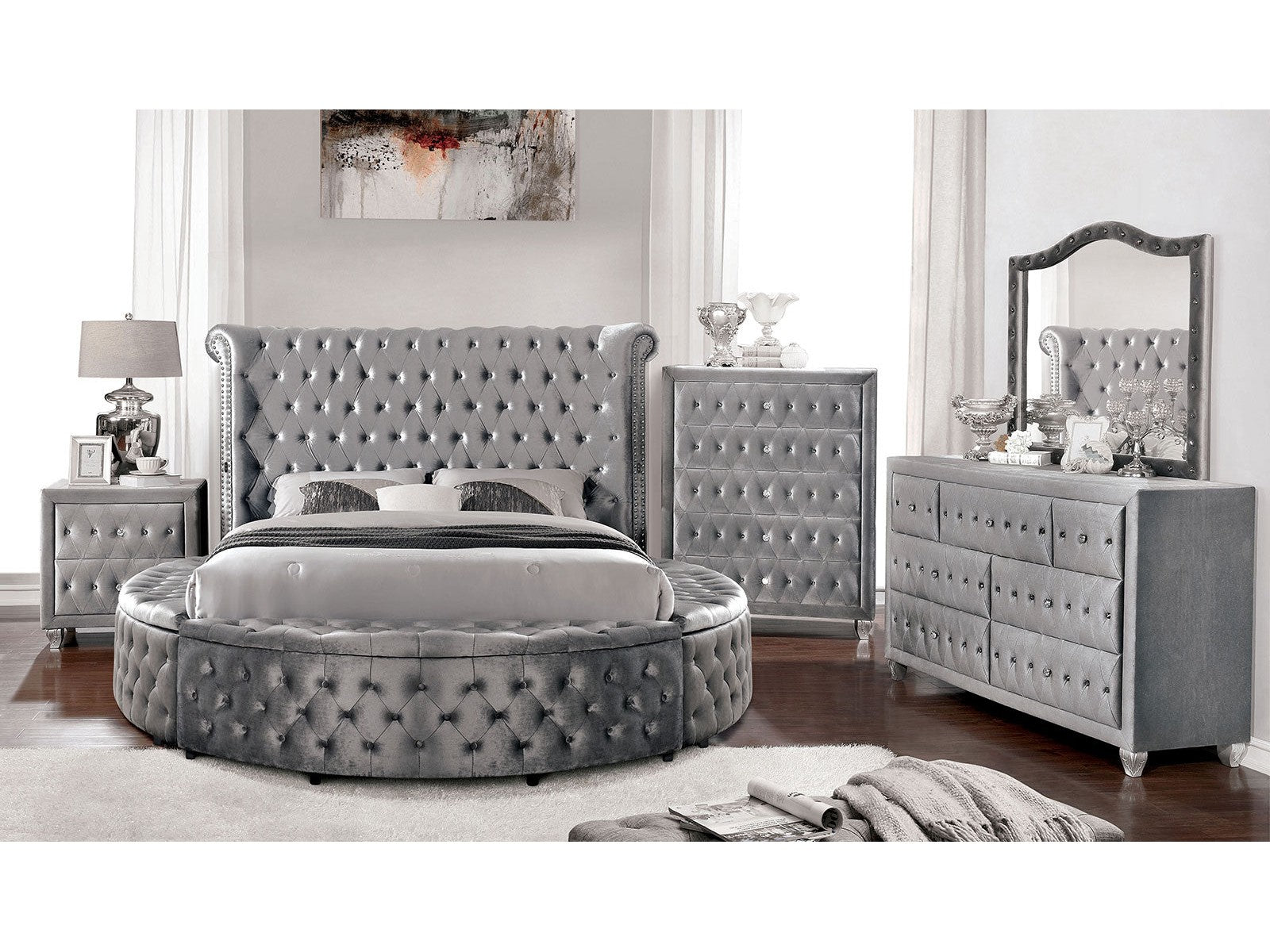 Sansom Gray 5 Pc. Queen Bedroom Set w/ 2NS