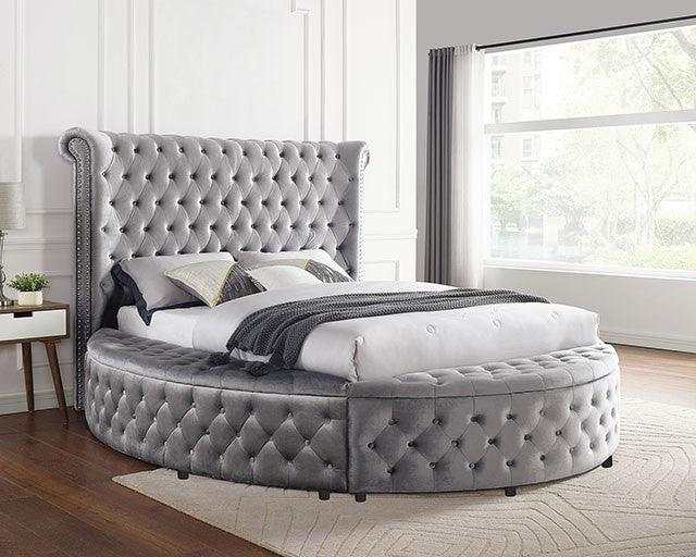 Sansom Gray Eastern King Storage Bed