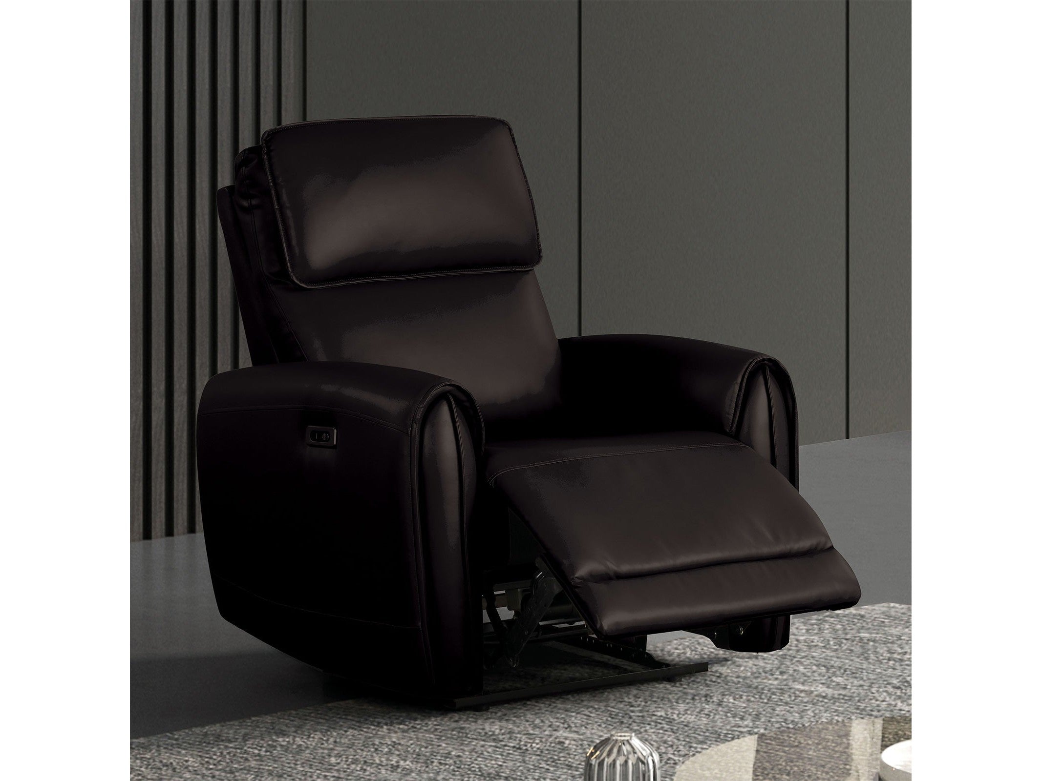 Schlieren Black Leatherette Power Recliner