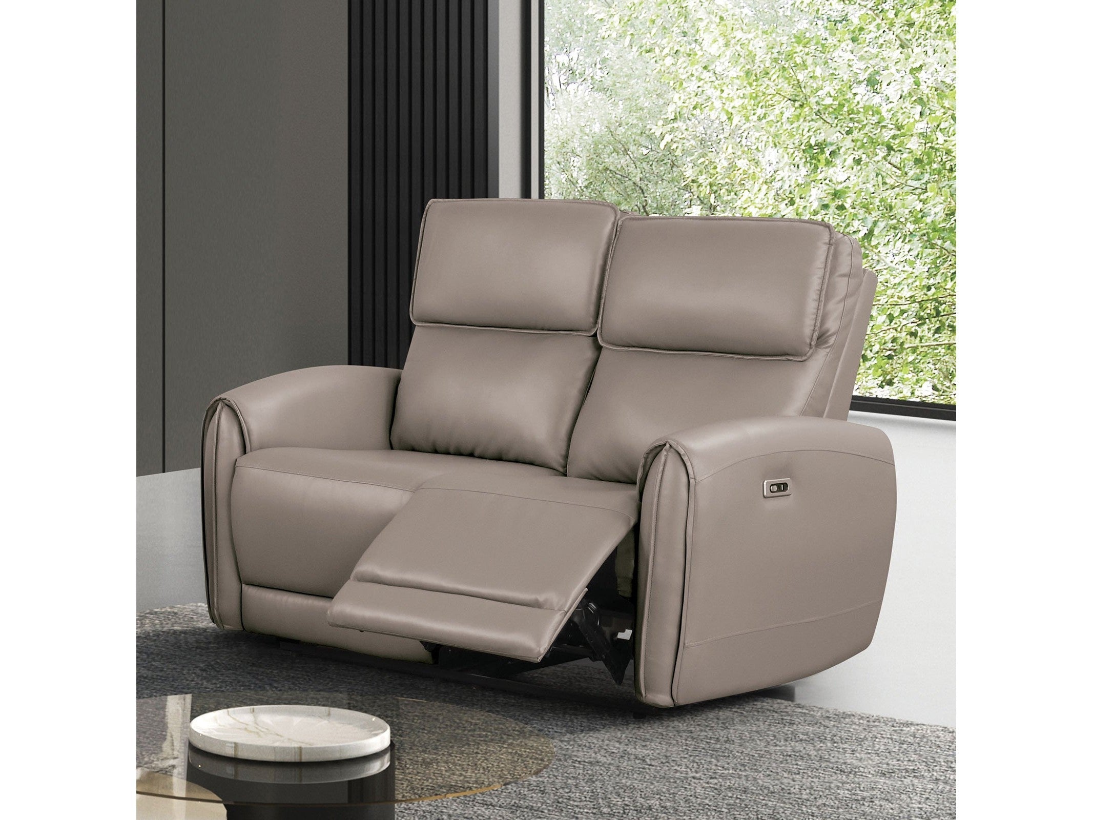 Schlieren Light Brown Leatherette Reclining Loveseat