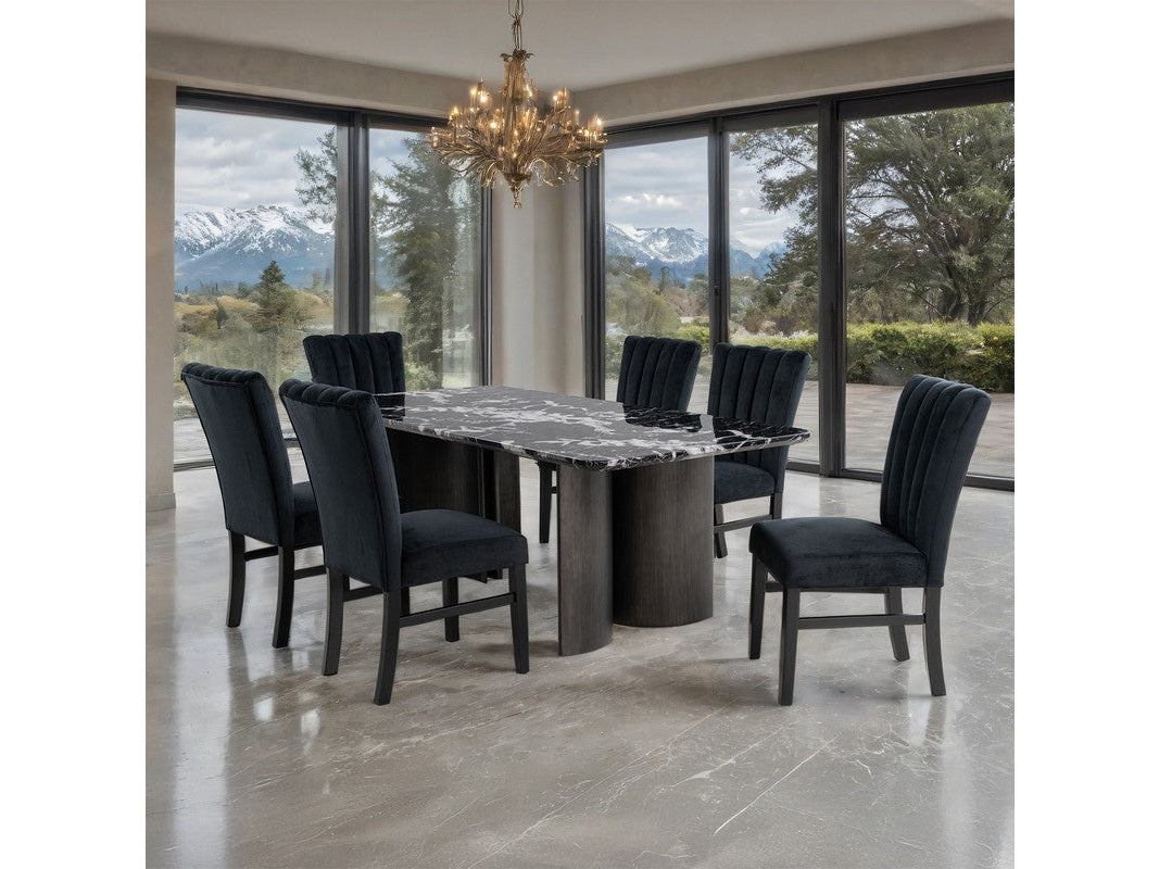 Selsey Black 7 Pc. Dining Table Set w/ Black Chair