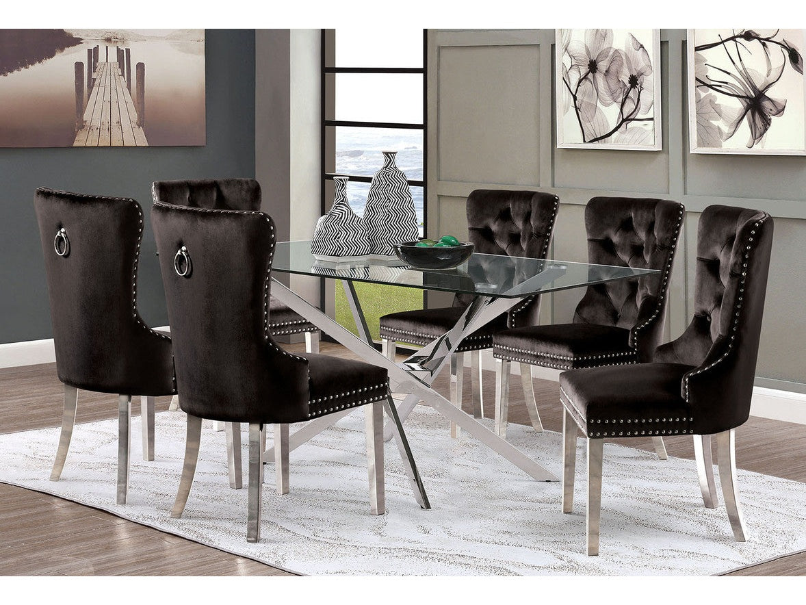 Silveria Chrome/Black 7 Pc. Dining Table Set