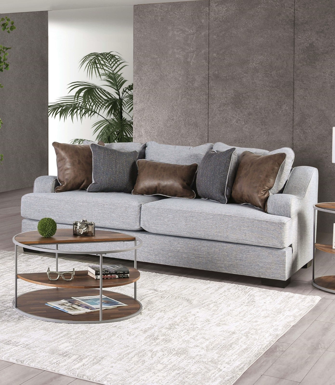 Skyline Light Gray/Brown, Sofa & Loveseat