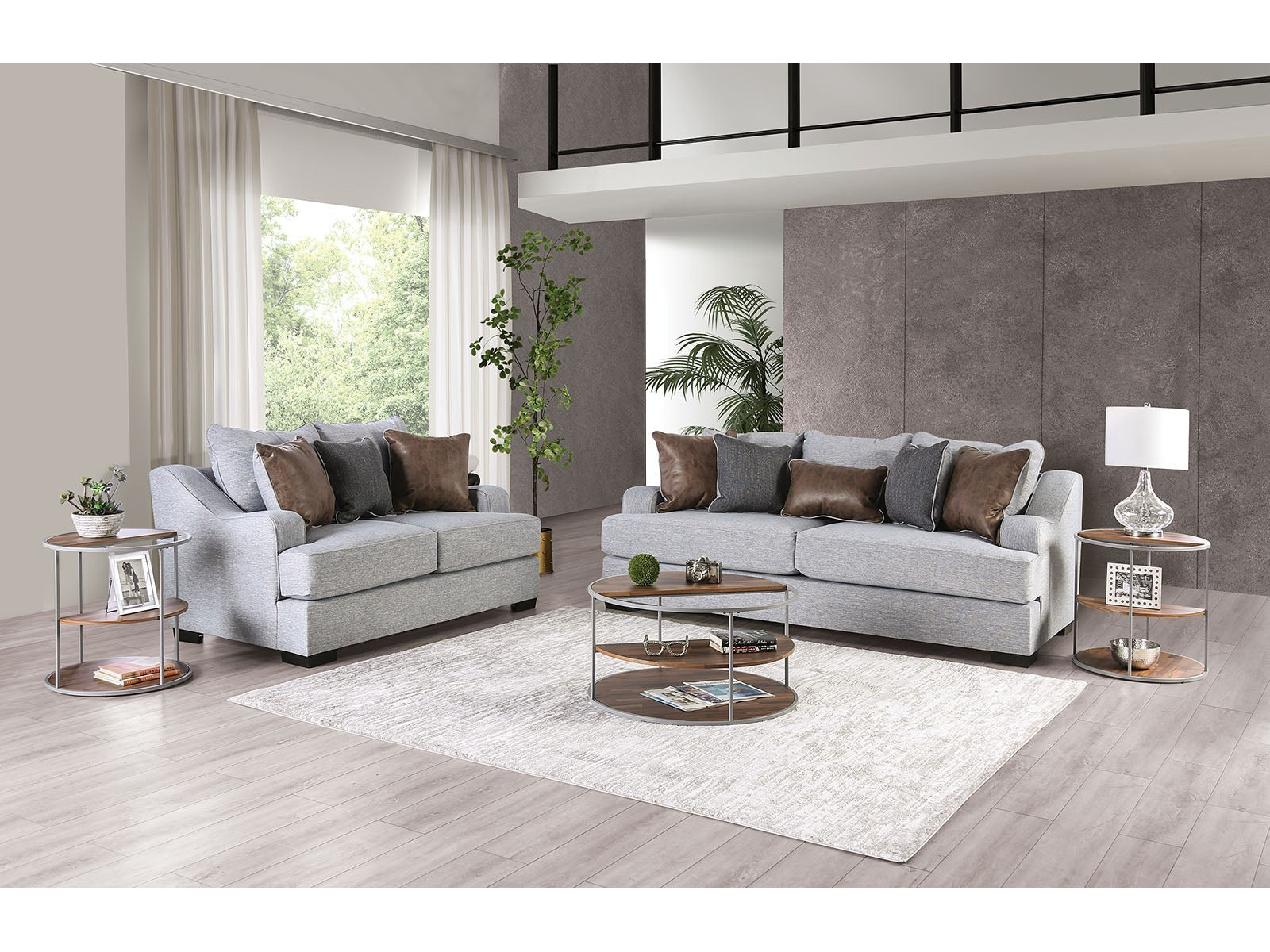 Skyline Light Gray/Brown, Sofa & Loveseat