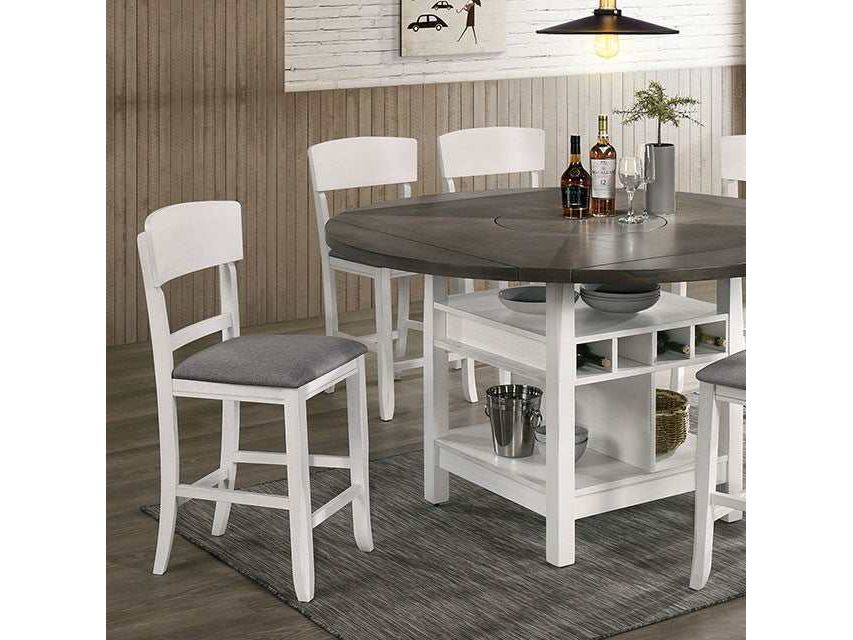 Stacie White/Gray Counter Height Round Dining Table