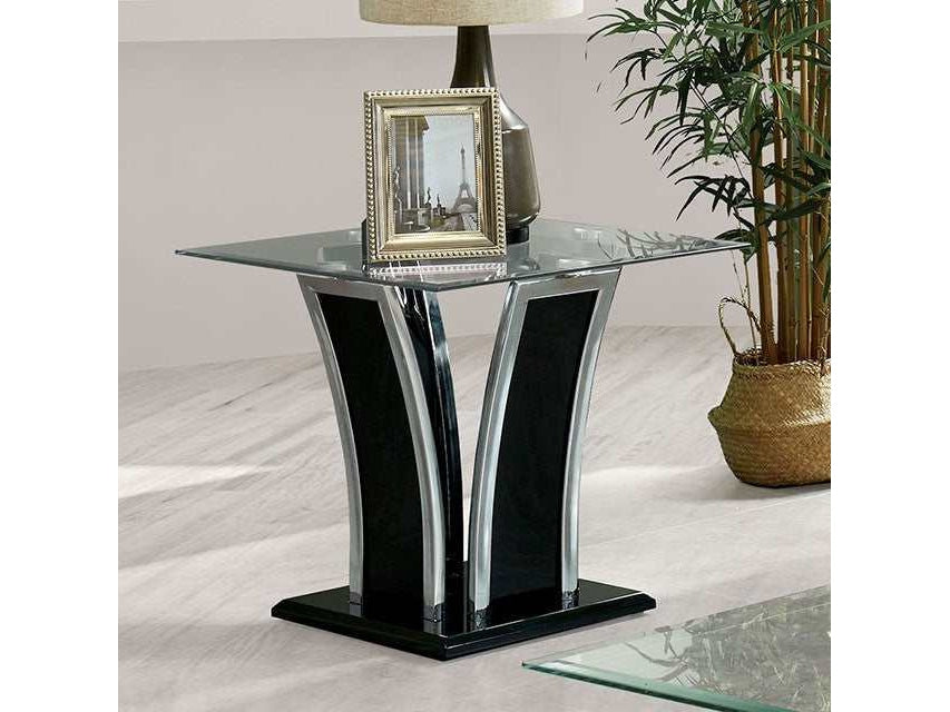Staten Glossy Black/Chrome End Table