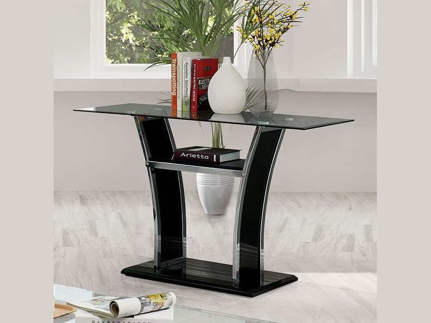 Staten Glossy Black/Chrome Sofa Table