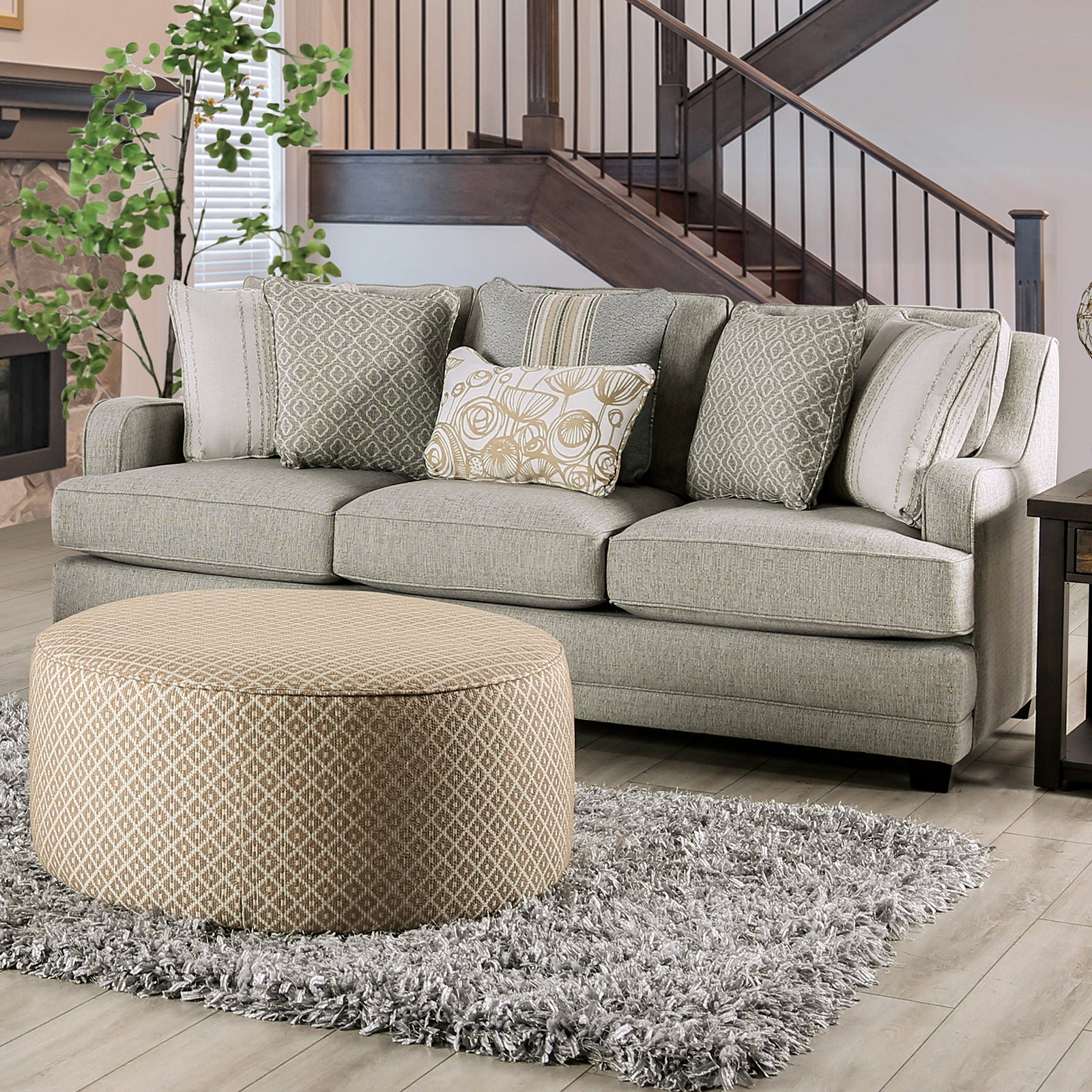 Stephney Gray/Gold Sofa & Loveseat