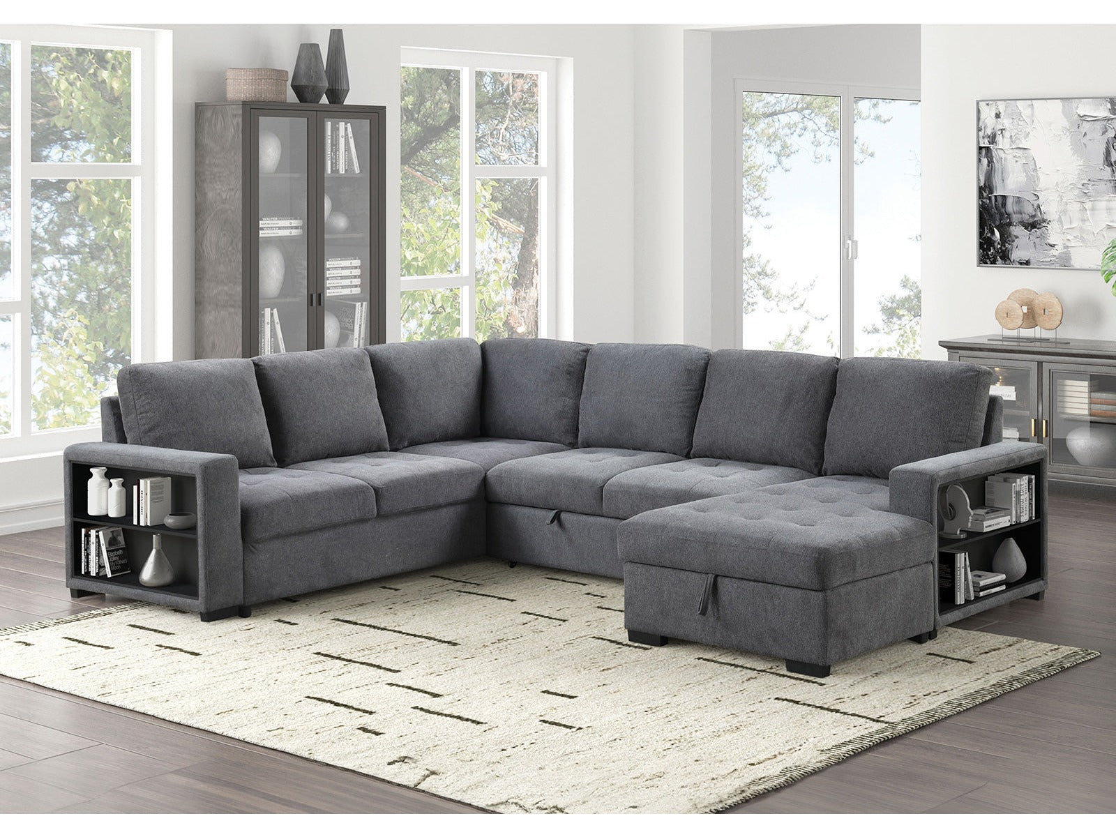 Stockwell Dark Gray Sleeper Sectional Sofa