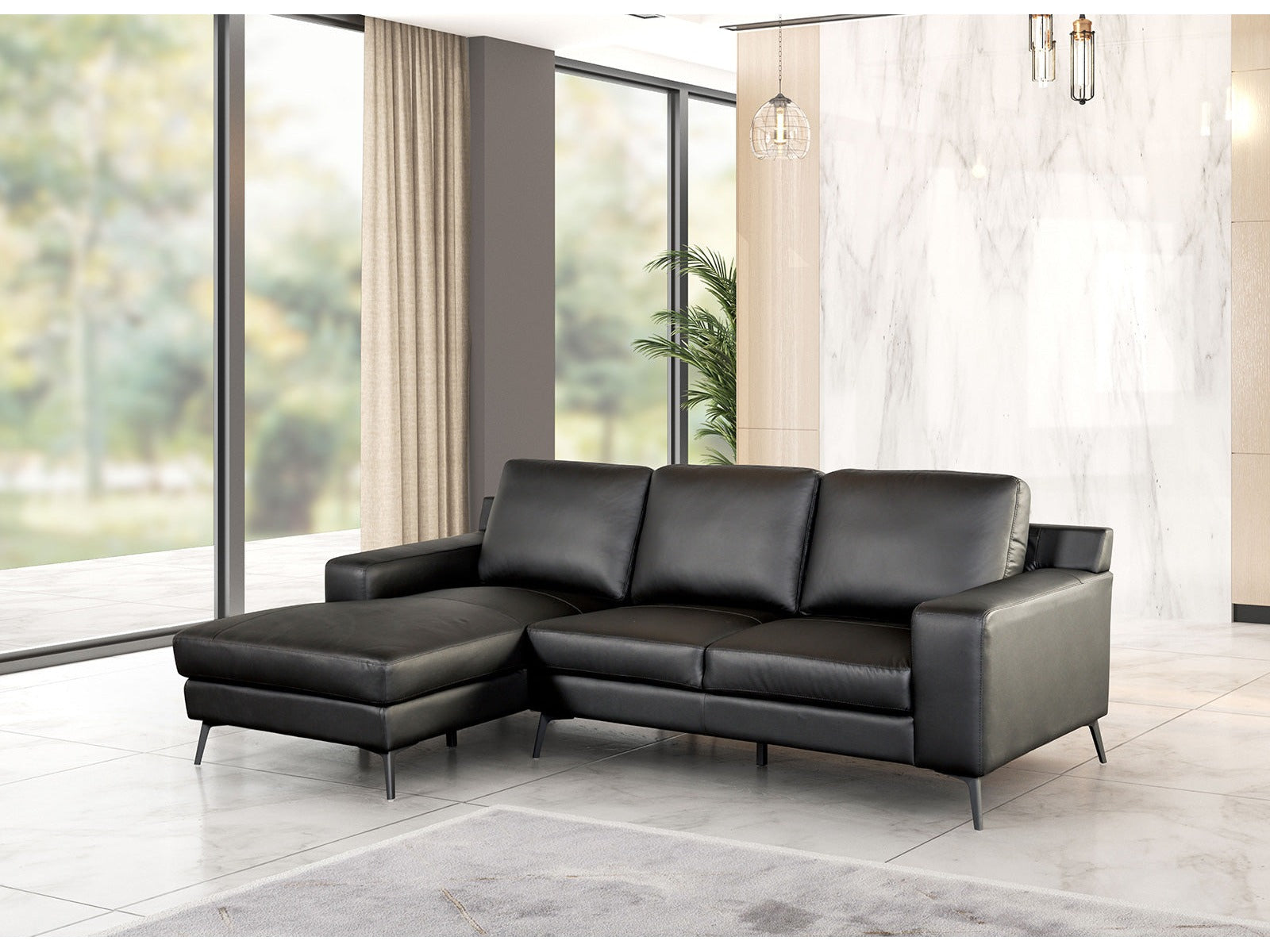 Stordal Black Left-Chaise Sectional
