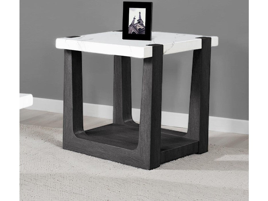 Sundbry White/Black End Table