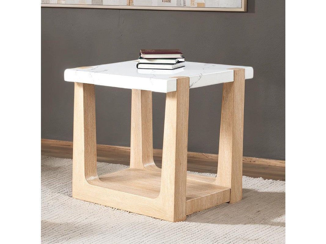 Sundbry White/Natural End Table
