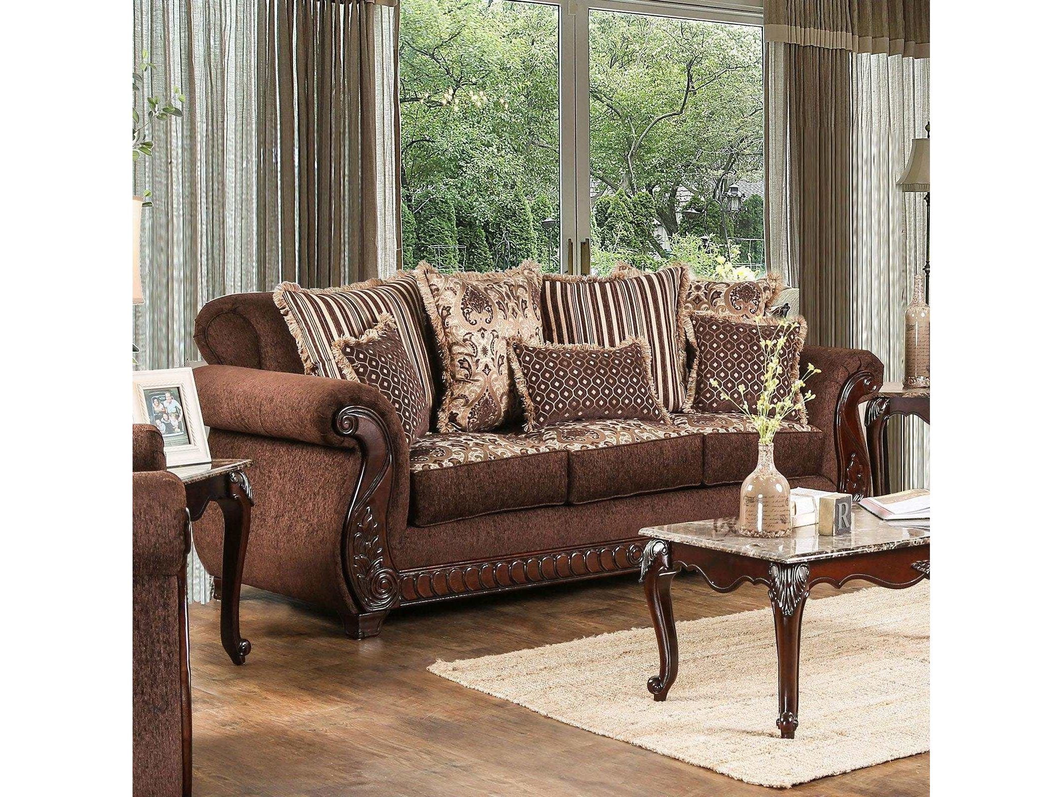 Tabitha Brown & Gold Stationary Sofa
