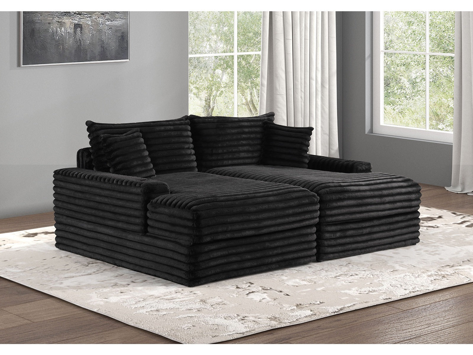 Tavedestrand Black Double Chaise Sofa