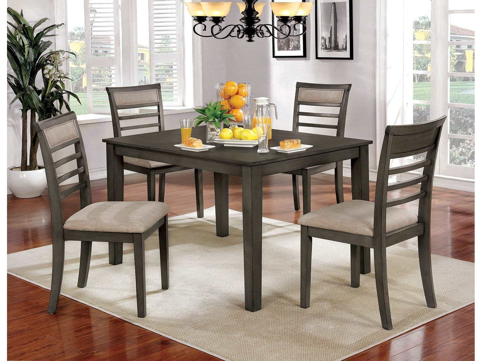 Taylah Weathered Gray & Beige 5pc Dining Room Set