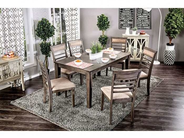 Taylah Weathered Gray & Beige Dining Set / 7pc