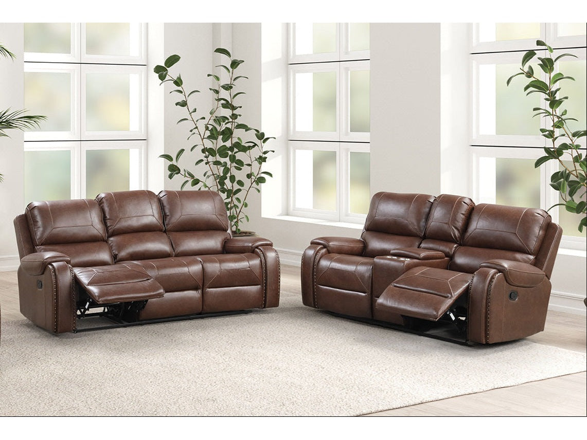 Tepic Brown Leatherette Living Room Set