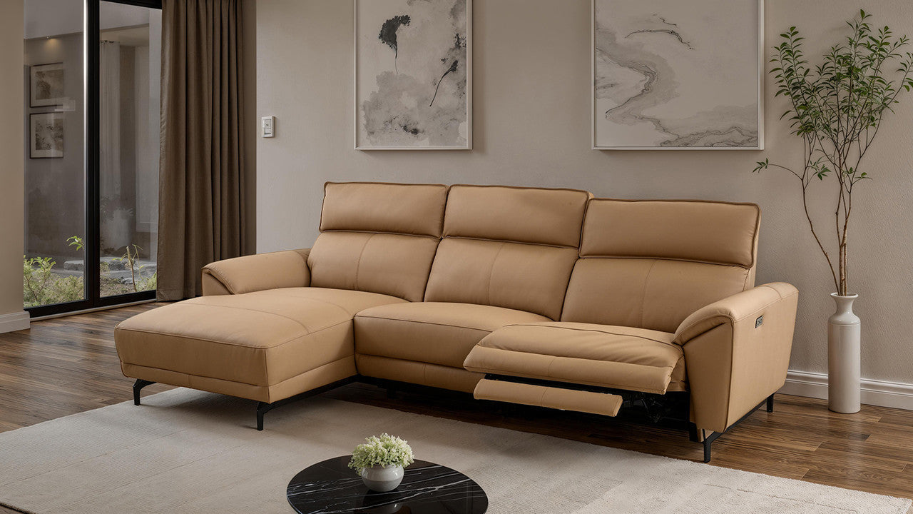 Themis Light Brown Power Sectional