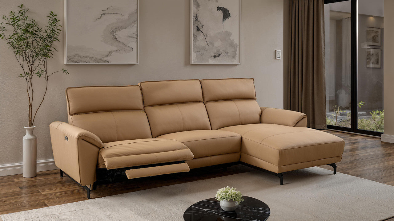 Themis Light Brown Power Sectional