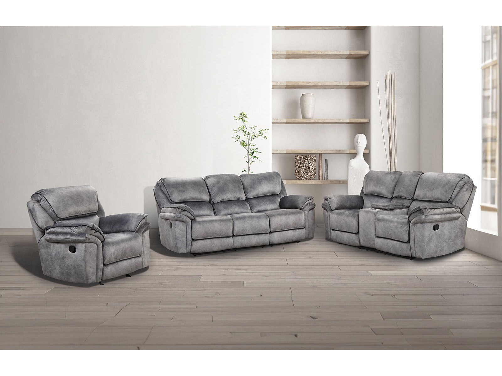 Theola Gray Sofa & Loveseat & Chair