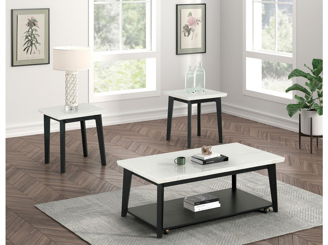 Thisted White/Black Square Marble End Table