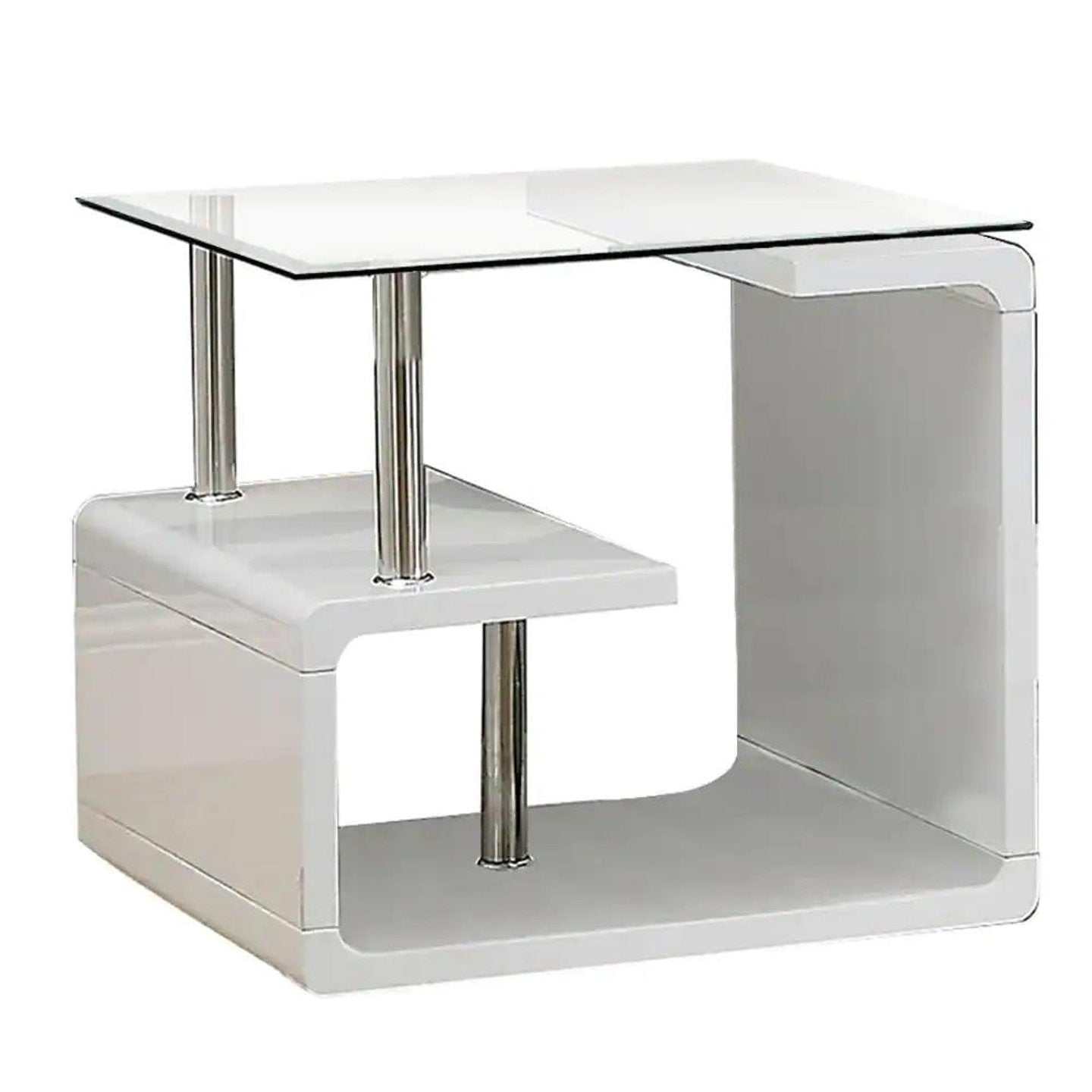 Torkel White/Chrome End Table