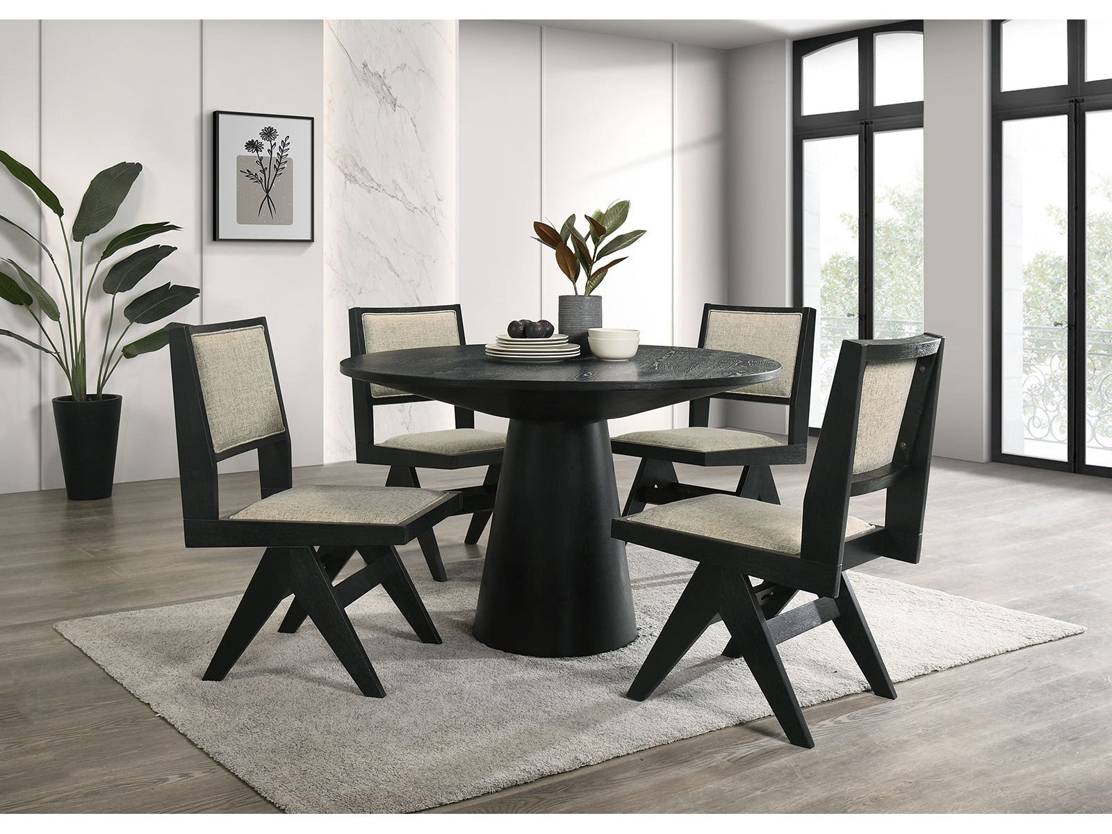 Tottenham Black 48" Round Dining Table