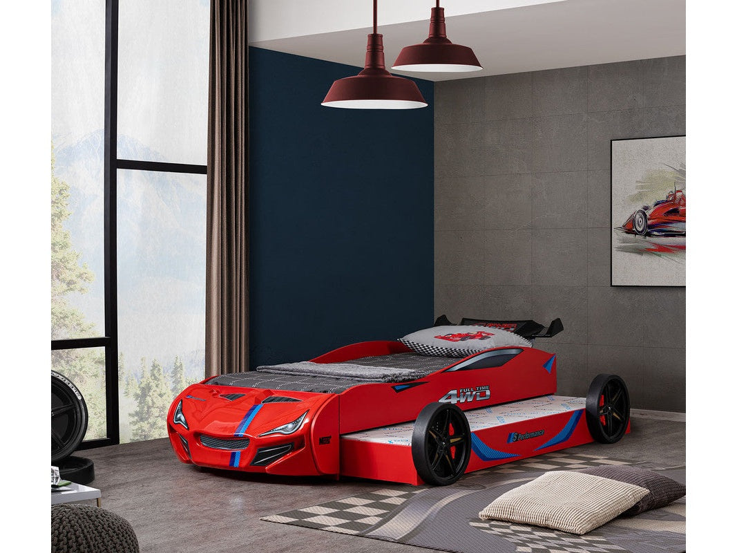 Tracklite Red Car Bed w/ Trundle