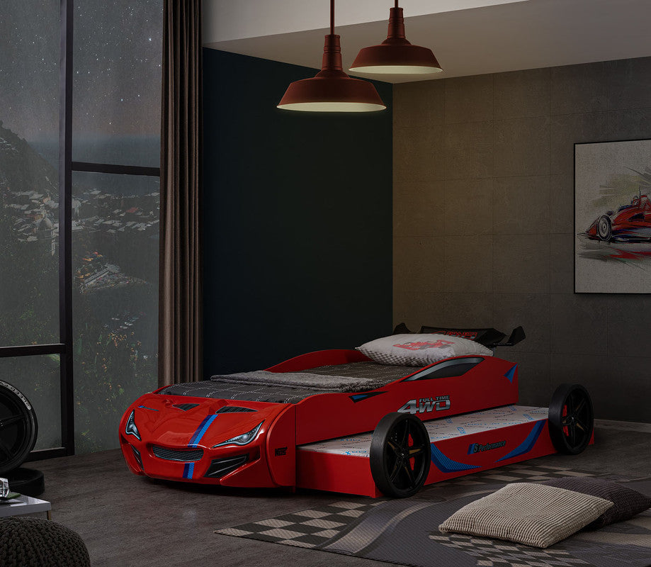 Tracklite Red Car Bed w/ Trundle